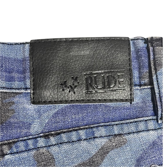 HOT TOPIC RUDE MENS BLUE CAMOUFLAGE SKINNY JEANS 28x32 EUC - Picture 6 of 9